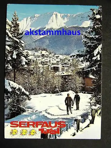 SERFAUS Oberinntal - Teilansicht im Winter - Wanderer