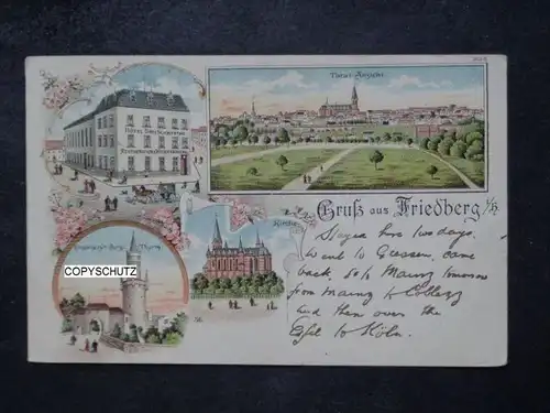FRIEDBERG Hessen - Litho - z. B. Hotel DREI SCHWERTER - 1906