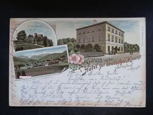 HERMSDORF Kynast Sobieszów Hirschberg Jelena Gora - Litho - z. B. Hotel - 1898 !