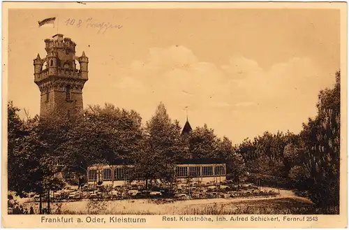 Frankfurt (Oder) Kleistturm auf der Kleisthöhe  Słubice Ansichtskarte 1928