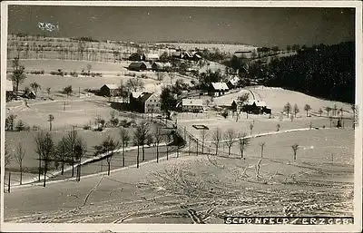 Ansichtskarte Schönfeld Dippoldiswalde Winterpartie im Dorf 1930