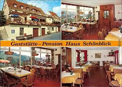 Ansichtskarte  Gaststätte Haus Schönblick: Innen und außen 1980