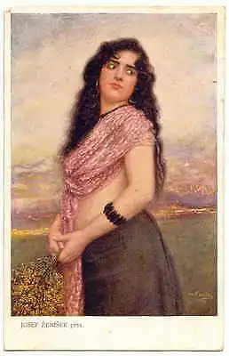 Frau gemalt Erotik Ansichtskarte 1915