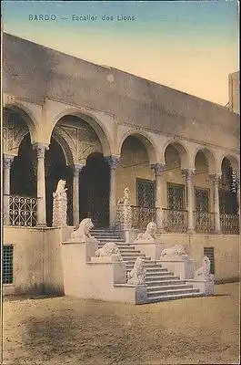 Bardo Nationalmuseum: Eingang - Escalier des Lions Tunis Postcard 1913