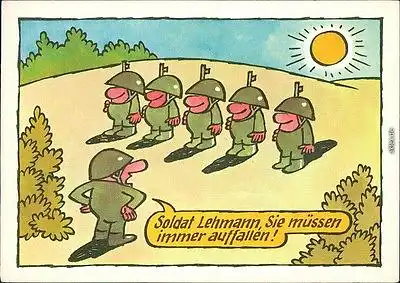 Militär Scherzkarte: Soldat Lehmann sie müssen immer auffallen! (Schatten) 1976