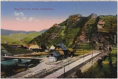Mayschoß Bahnhof und Burgruine 1914