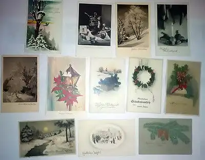 11 Weihnachtskarten/Neujahrskarten Glückwunsch 2 Präge,  Sammlung, ab 1915