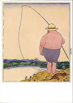 Ansichtskarte  Karl Arnold - Der Angler 1953