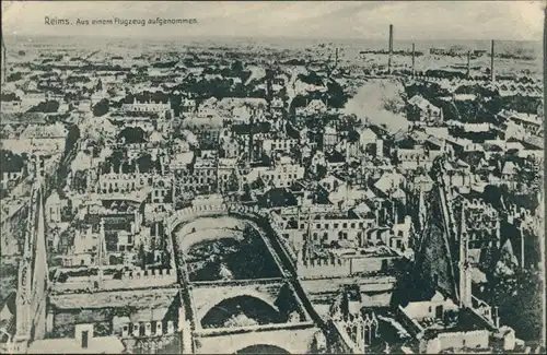 CPA Reims Reims Luftbild mit Industrie - Schornstein 1916