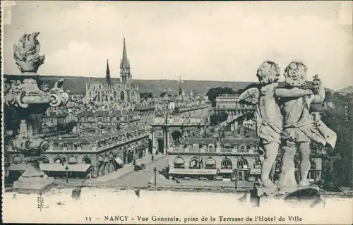 CPA Nancy Panorama-Ansicht mit Plastiken und Kirche 1914