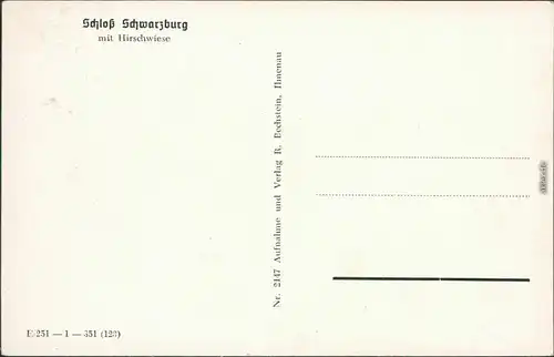 Schwarzburg Schloss mit Hirschwiese Foto Ansichtskarte 1950