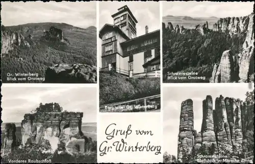 Schmilka Großer Winterberg - Berghotel, Schrammsteine, Vorderes Raubschloss 1967