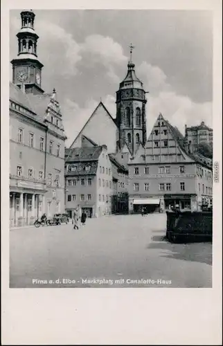 Ansichtskarte Pirna Markt mit Canaletto-Haus 1956