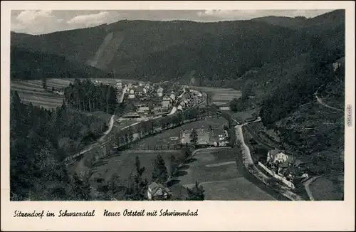 Ansichtskarte Sitzendorf Neuerer Ortsteil mit Schwimmbad 1955