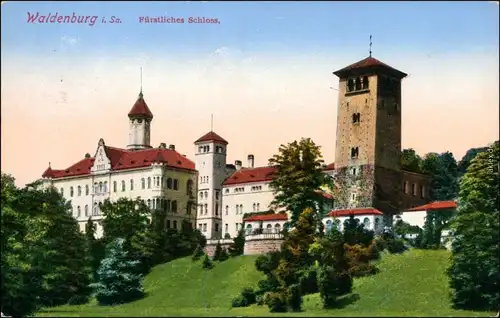 Ansichtskarte Waldenburg (Sachsen) Schloss (Sanatorium) 1929