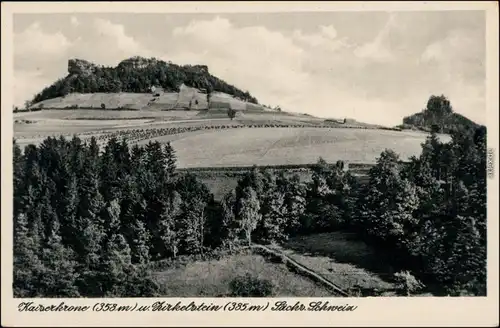 Ansichtskarte Schöna-Reinhardtsdorf-Schöna Kaiserkrone und Zirkelstein 1951