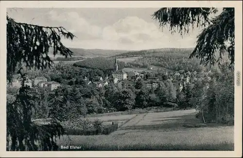 Ansichtskarte Bad Elster Blick auf den Ort 1952