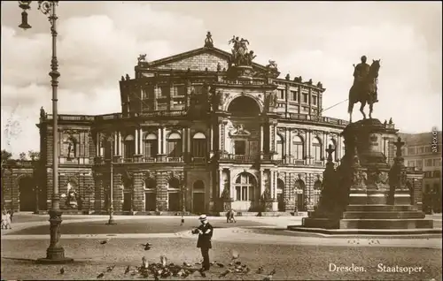 Ansichtskarte Innere Altstadt-Dresden Semperoper 1929