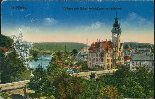 Ansichtskarte Waldheim (Sachsen) Rathaus 1919