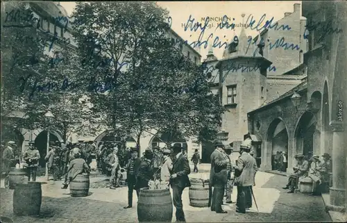 Ansichtskarte München Kgl. Hofbräuhaus - Innenhof 1911