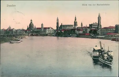 Ansichtskarte Dresden Panorama-Ansicht von der Marienbrücke ausgesehen 1910