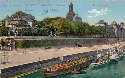 Dresden Belvedere, Dampferanlegestelle, Brühlsche Terrasse / Terassenufer 1920