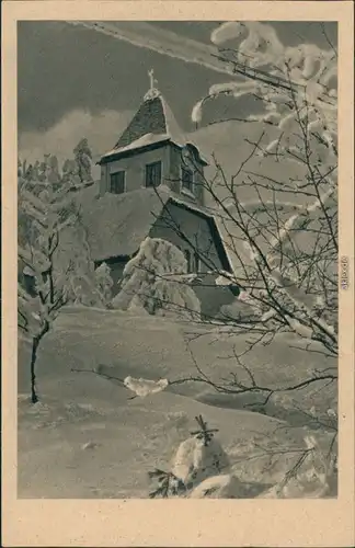 Ansichtskarte Oberbärenburg-Altenberg (Erzgebirge) Kirche im Winter 1928