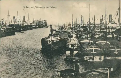 Ansichtskarte Antwerpen Anvers Teilansicht des Hafens 1915