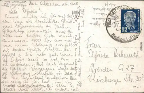 Ansichtskarte Bad Schandau Blick auf die Stadt, Kirche, Elbdampfer 1953