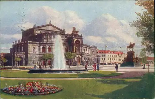 Innere Altstadt-Dresden Semperoper und König Johann Denkmal 1927