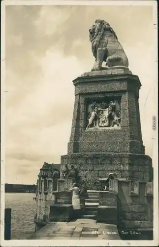 Ansichtskarte Lindau (Bodensee) Bayrischer Löwe 1930