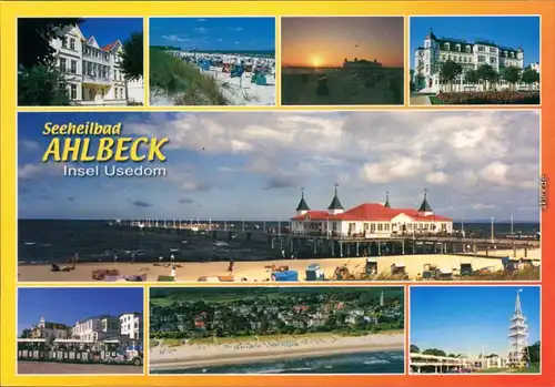 Ahlbeck (Usedom) Strand, Hotel, Seebrücke, Luftbild, Bimmelbahn 2005