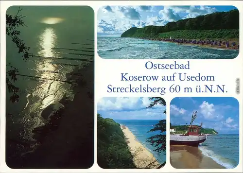Ansichtskarte Koserow Strand, Küste, Boot 2000