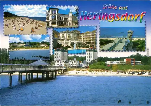 Ansichtskarte Heringsdorf Usedom Strand, Kurhaus, Seebrücke, Kurhotel 2000