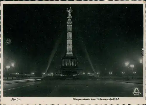 Ansichtskarte Mitte-Berlin Siegessäule im Scheinwerferlicht 1940