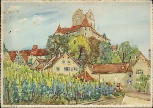 Meersburg Altes Schloß / Burg Meersburg - Gemälde von Fritz Preiß 1941