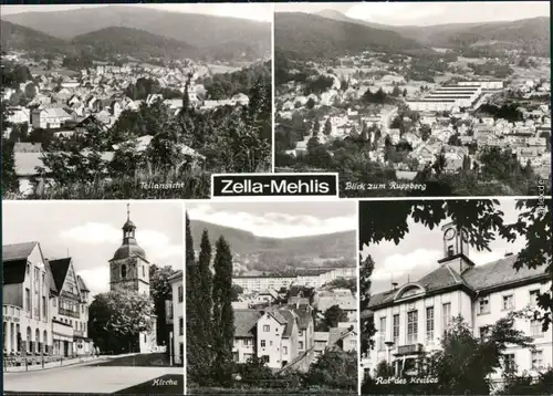Ansichtskarte Zella-Mehlis Teilansicht, Ruppberg, Kirche, Rat des Kreises 1982