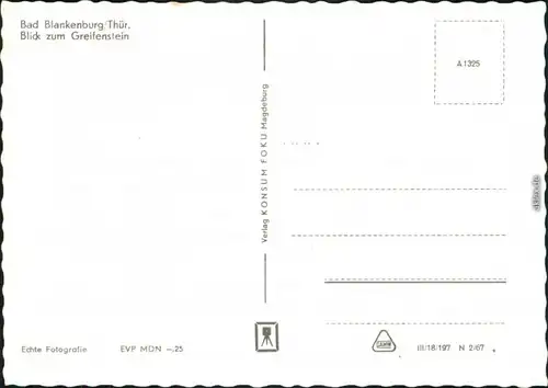 Ansichtskarte Bad Blankenburg Blick zum Greifenstein 1967