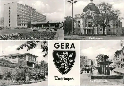 Gera Interhotel Gera, Stadttheater, Terrassencafé   Puschkin-Platz 1979