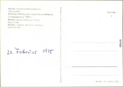 Ansichtskarte Weimar Deutsches Nationaltheater 1973