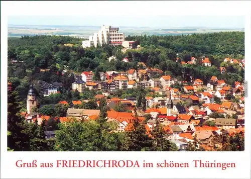 Ansichtskarte Friedrichroda Panorama-Ansicht mit Hotel im Zentrum 1995