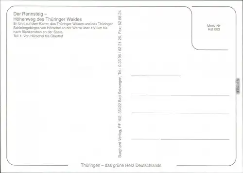 Finsterbergen-Friedrichroda Der Rennsteig - Höhenweg des Thüringer Waldes 1995