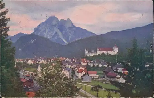 Ansichtskarte Füssen Panorama mit Säuling 1921