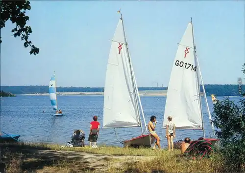 Ansichtskarte Hoyerswerda Wojerecy Knappensee mit Segelbooten (GO1714) 1989