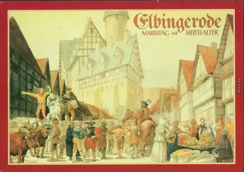 Elbingerode-Oberharz am Brocken Markttag im Mittelalter - Reiner Ehrt - Aquarell 1988 
