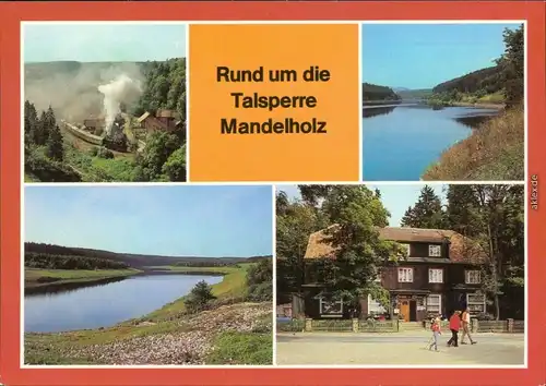Königshütte (Harz) Mandelholztalsperre (Hochwasserrückhaltebecken) - Rübelandbahn, Stausee, Gaststätte Grüne Tanne in Mandelholz 1988