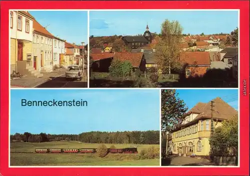 Benneckenstein Bergstraße, Teilansicht, Harzquerbahn bei    Rathaus 1988