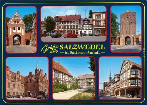 Ansichtskarte Salzwedel Steintor, Markt, Tor, Fachwerkhäuser 1995