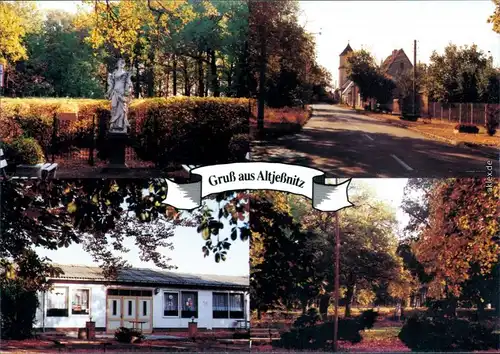 Altjeßnitz-Raguhn-Jeßnitz Plastik, Straße mit Kirche, Gaststätte, Garten 1997