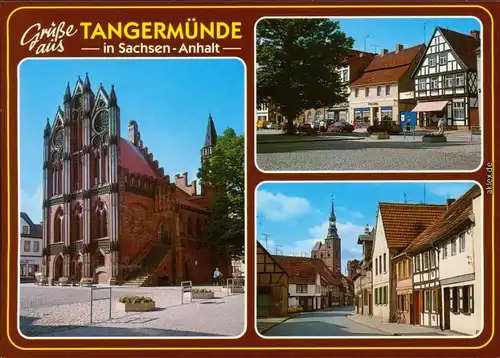 Tangermünde Rathaus, Lagestraße, Hühnerdorfstraße mit Stefanskirche 1995